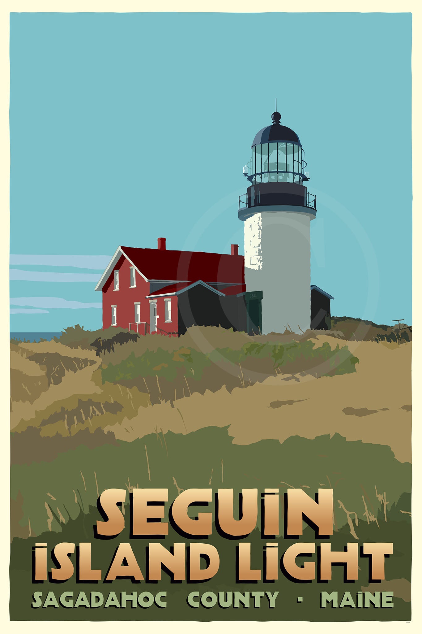 Seguin Island Light Art Print 36" x 53" Travel Poster By Alan Claude - Maine