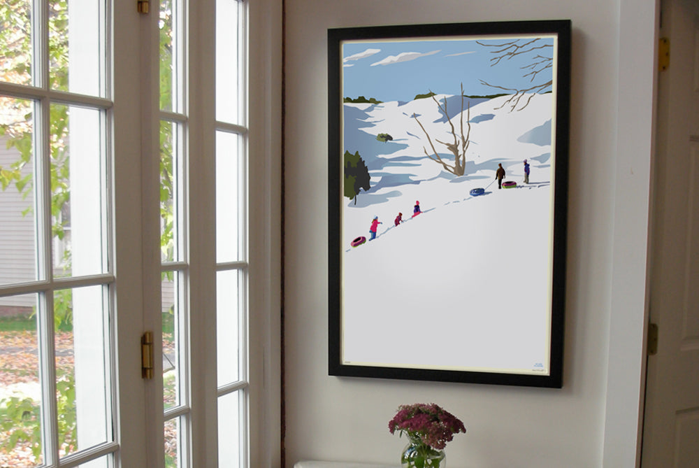 Snow Kids Art Print 24" x 36" Framed Wall Poster By Alan Claude