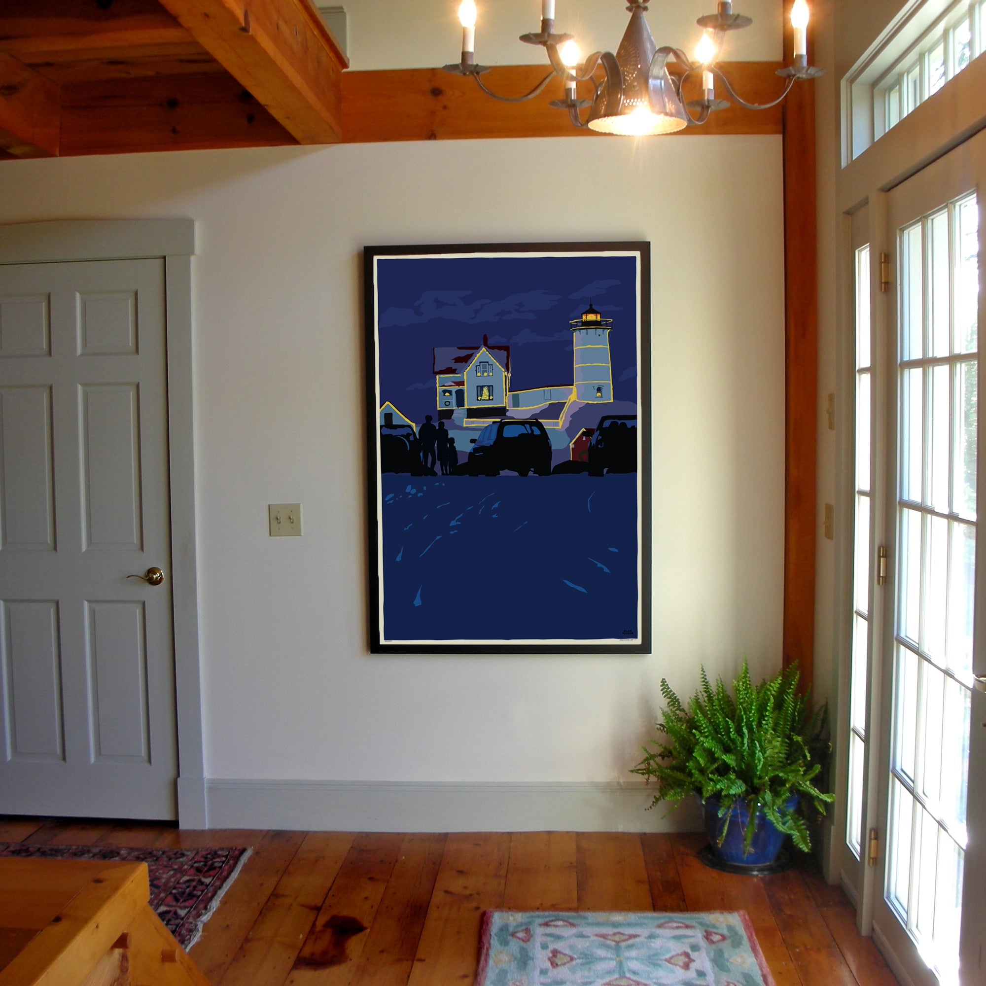 Christmas At The Nubble Art Print 36" x 53" Framed Wall Poster - Maine