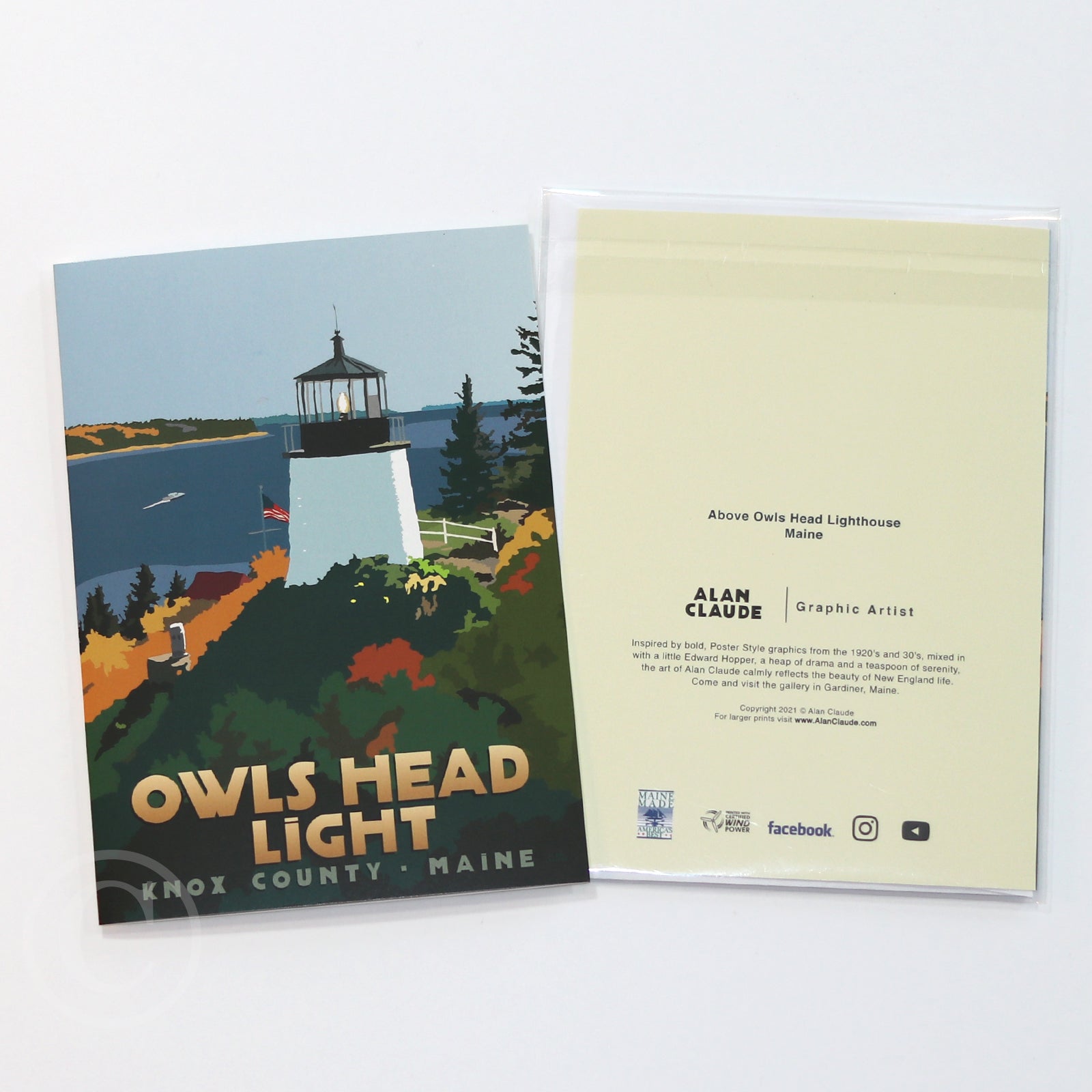 Above Owls Head Lighthouse Notecard 5" x 7" - Maine
