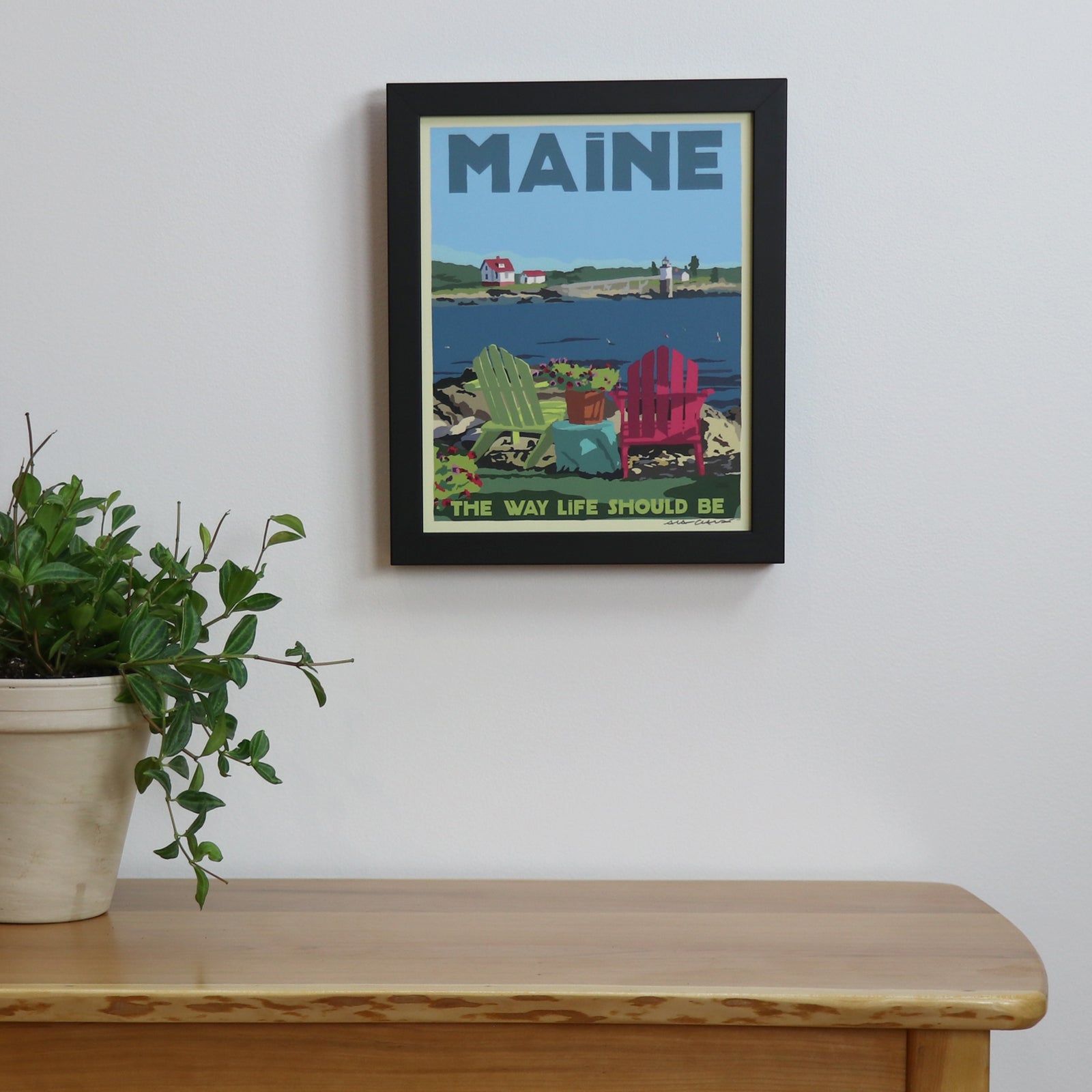 Chairs Overlooking Ram Island - Maine The Way Life Should Be Art Print 8" x 10" Framed Travel Poster