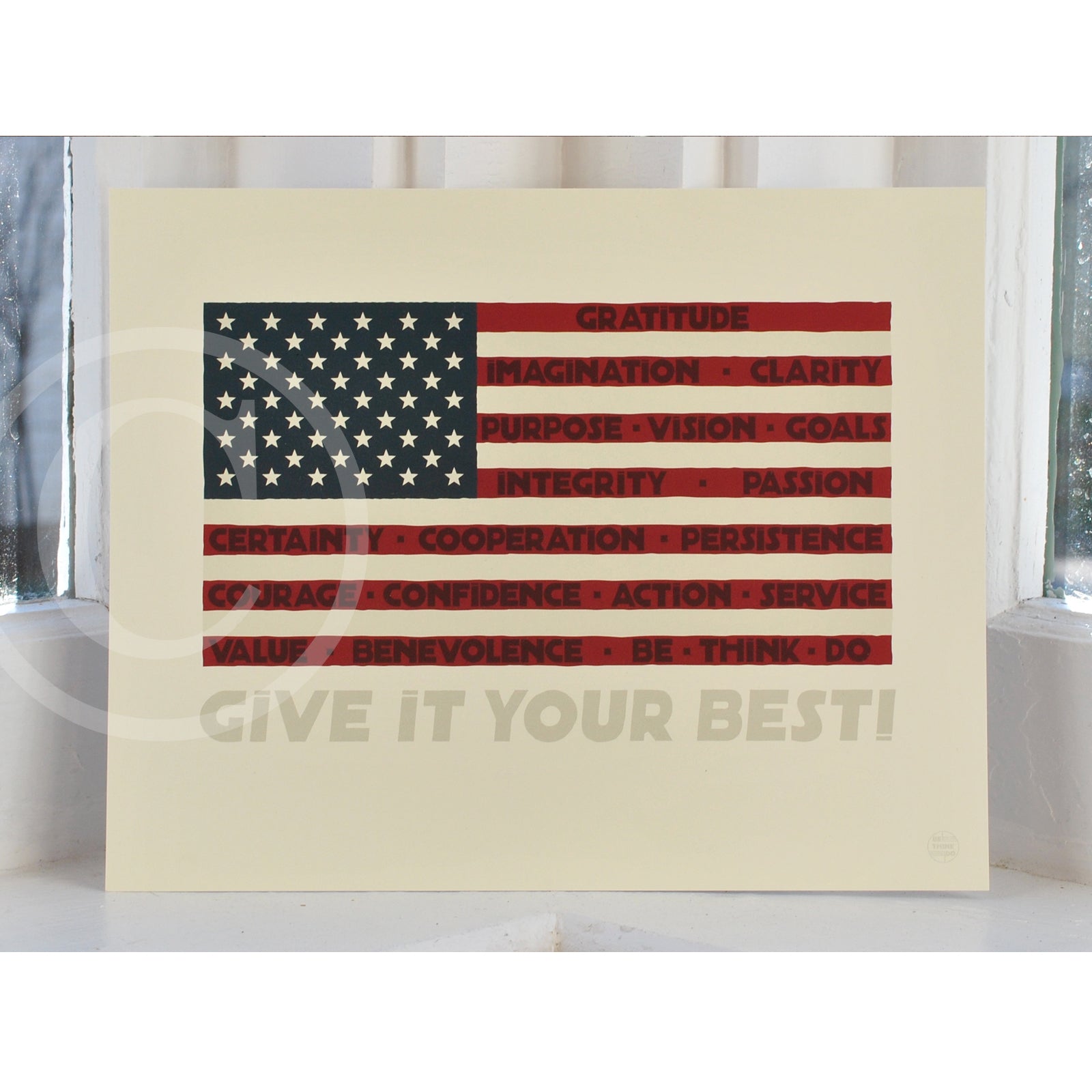 GIVE IT YOUR BEST! USA Flag Art Print 8" x 10" Wall Poster