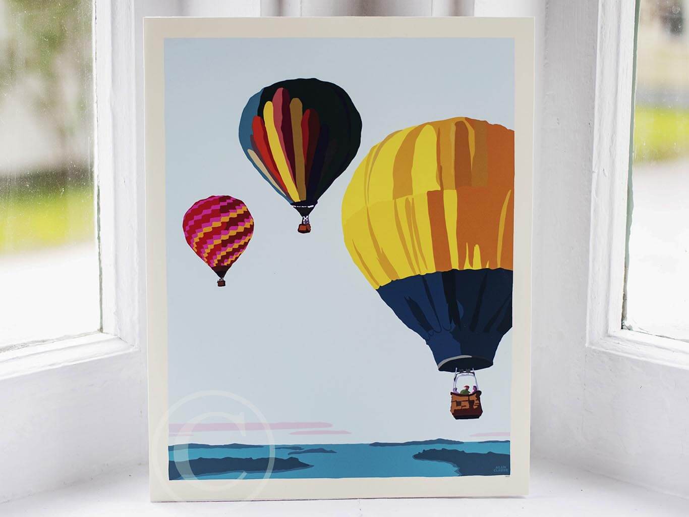 Balloons Over Islands Art Print 8" x 10" Wall Poster By Alan Claude - Maine