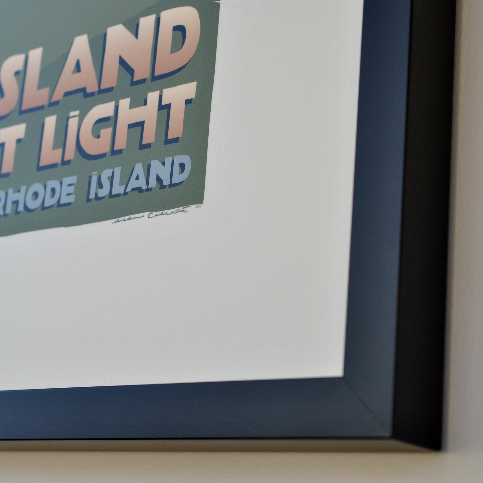 Block Island Southeast Light Art Print 18" x 24" Framed Travel Poster By Alan Claude - Rhode Island