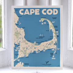 Cape Cod Map Art Print