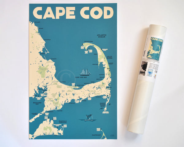 Cape Cod Sticker Map Cape Cod Map Art Print 11