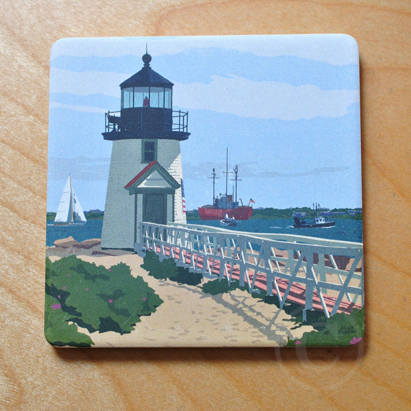 Brant Point Light Art Drink Coaster - Massachusetts