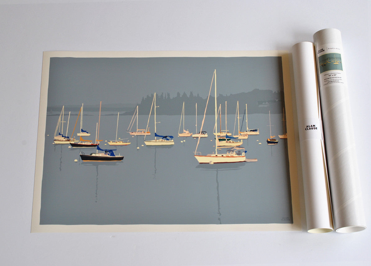 Sailboats in Rockland Harbor Art Print 18" x 24" Wall Poster - Maine