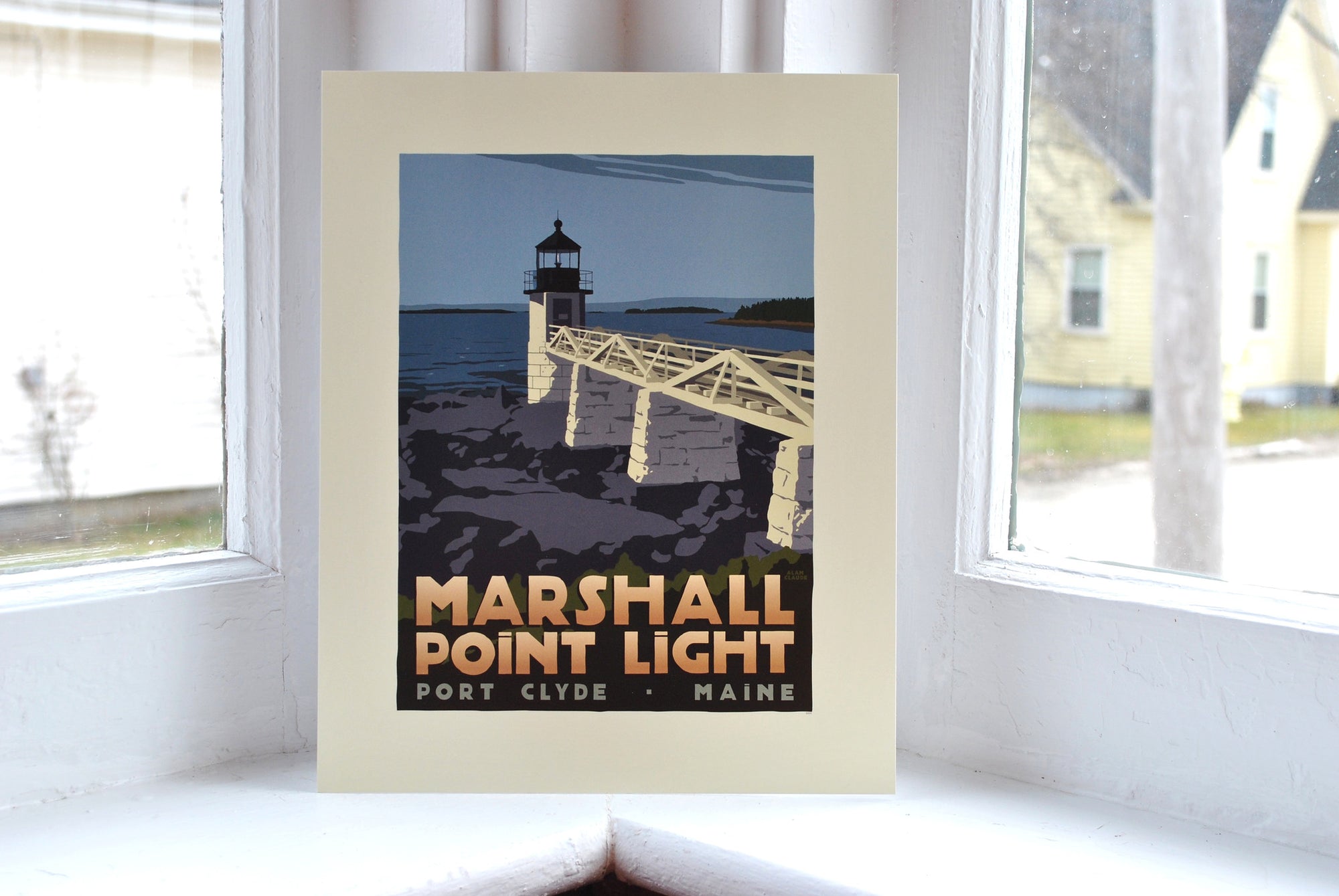 Marshall Point Light Art Print 8" x 10" Travel Poster By Alan Claude - Maine