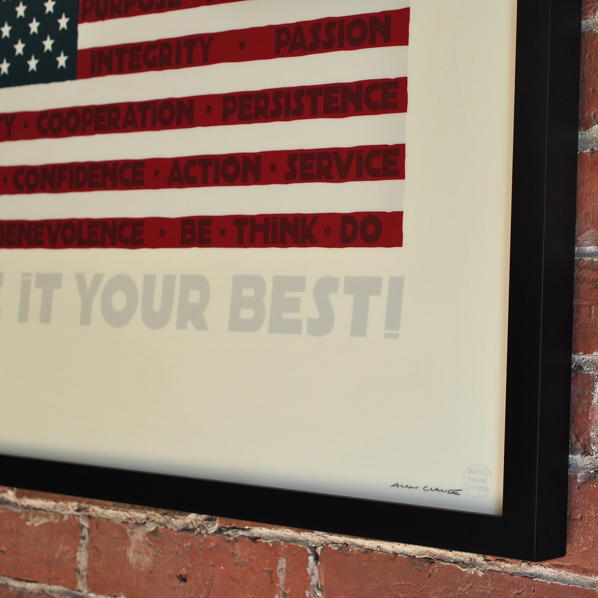 GIVE IT YOUR BEST! USA Flag Art Print 18" x 24" Framed