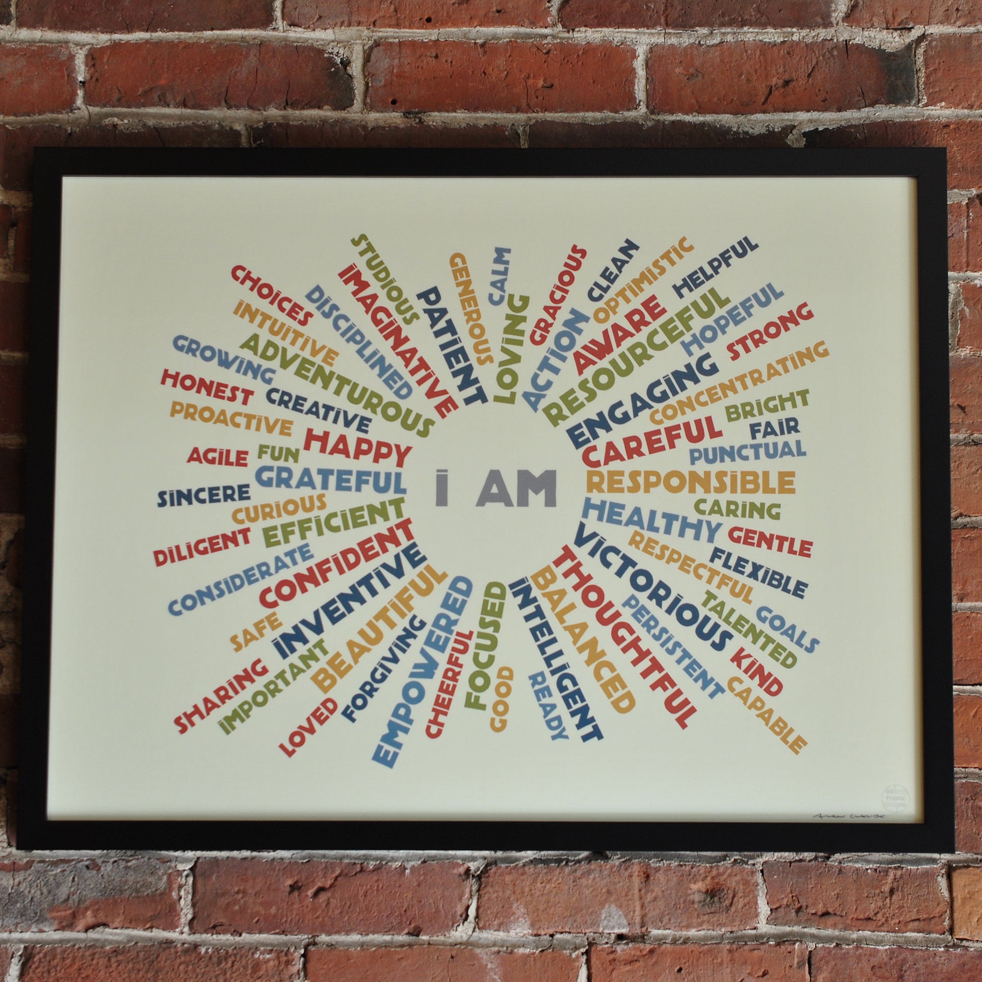 I AM Youth Mindfulness Art Print - Retro 18" x 24" Framed