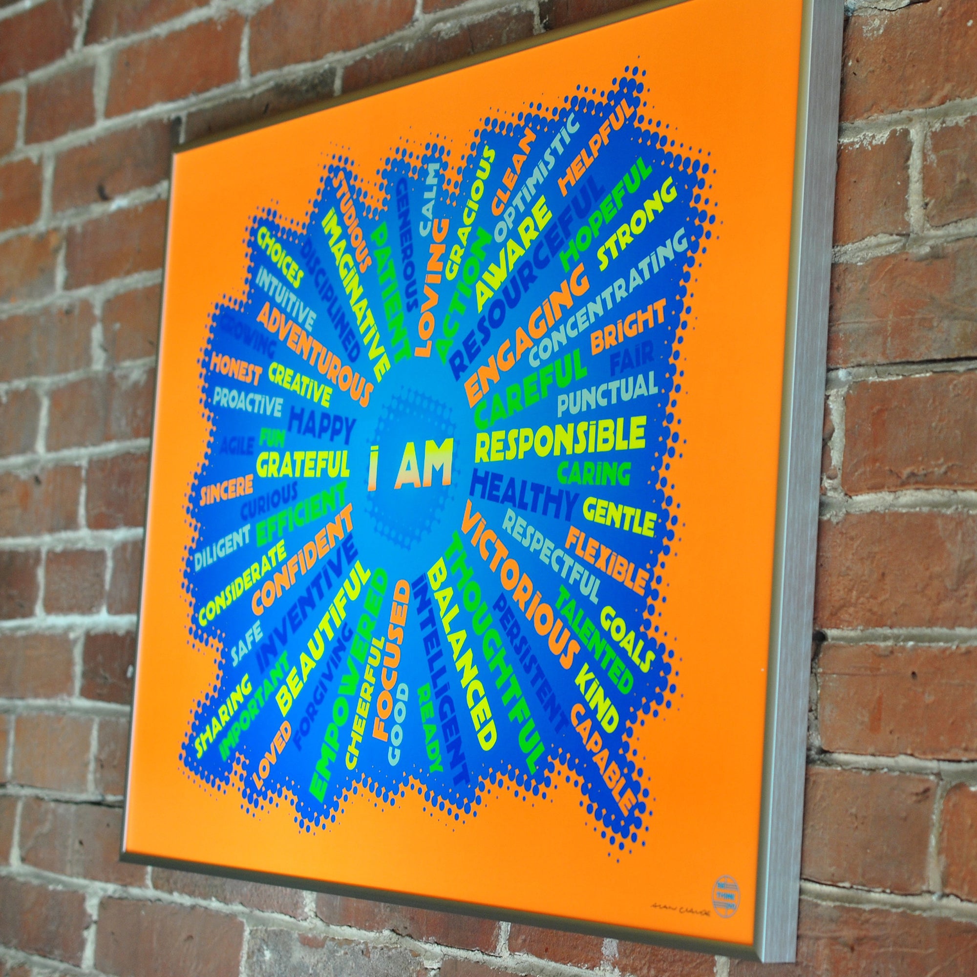 I AM YOUTH MINDFULNESS Art Print - Neon Orange 18" x 24" Framed