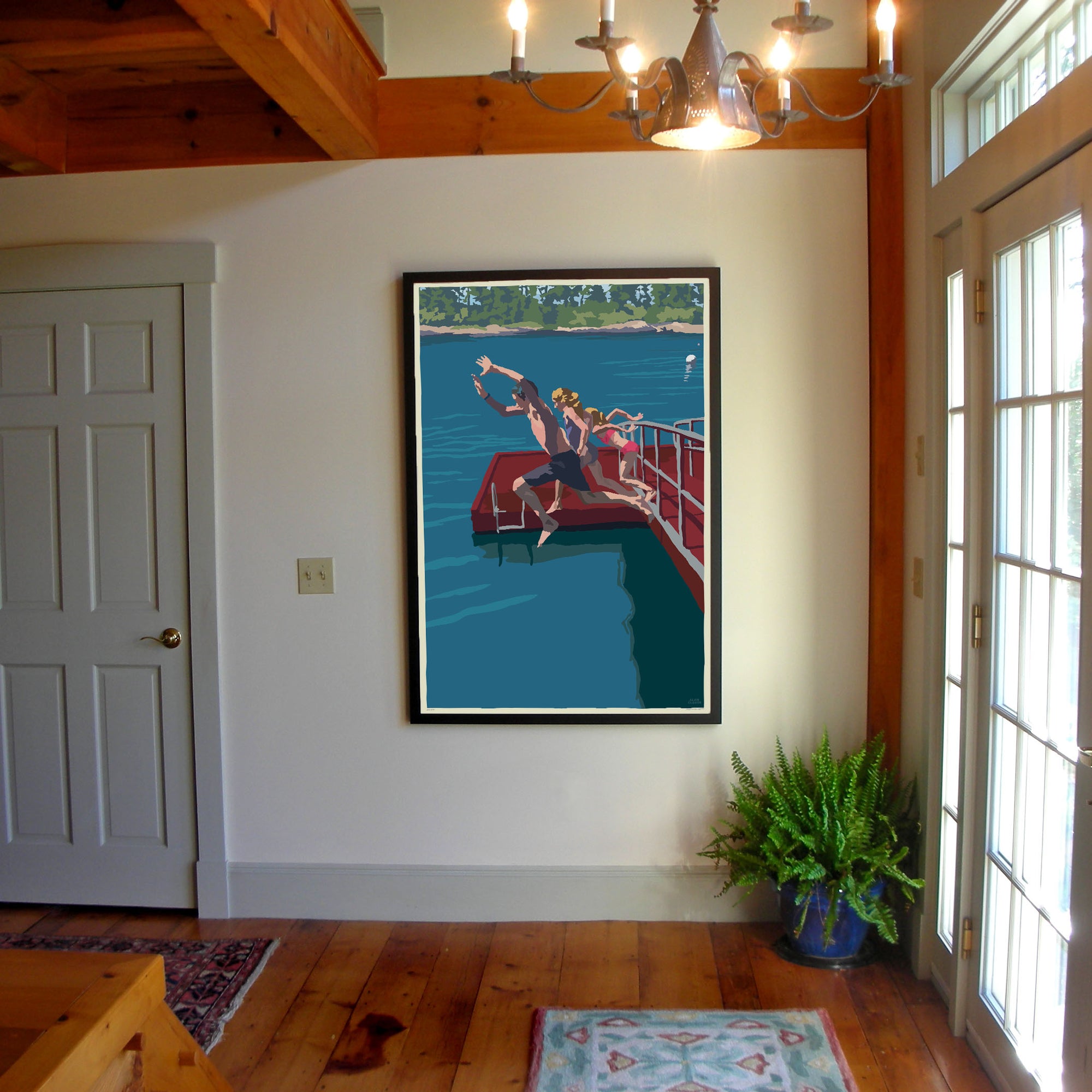 Go Jump In A Lake Art Print 36" x 53" Framed Wall Poster By Alan Claude - Maine