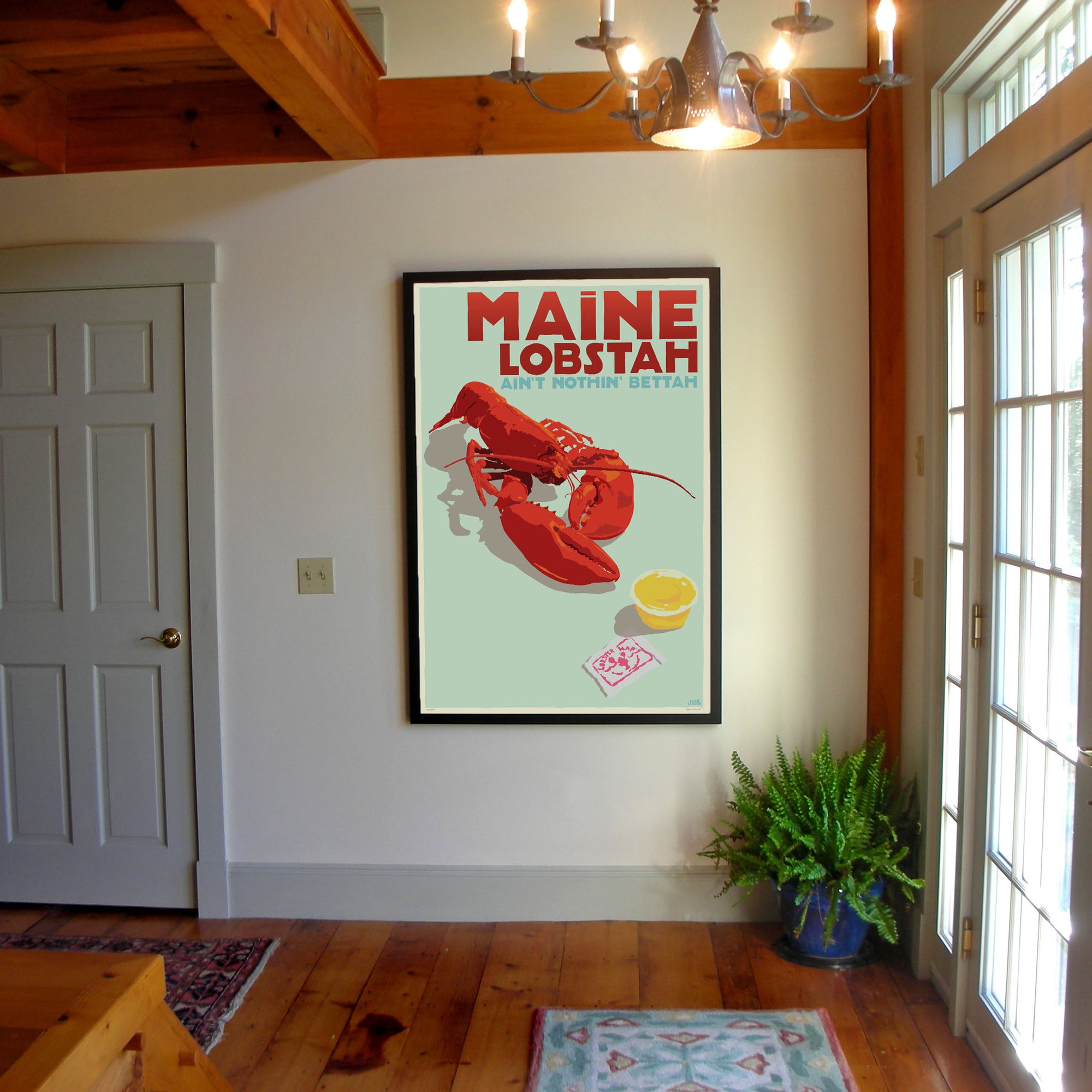 Maine Lobstah With Butter Art Print 36" x 53" Framed Wall Poster By Alan Claude - Maine