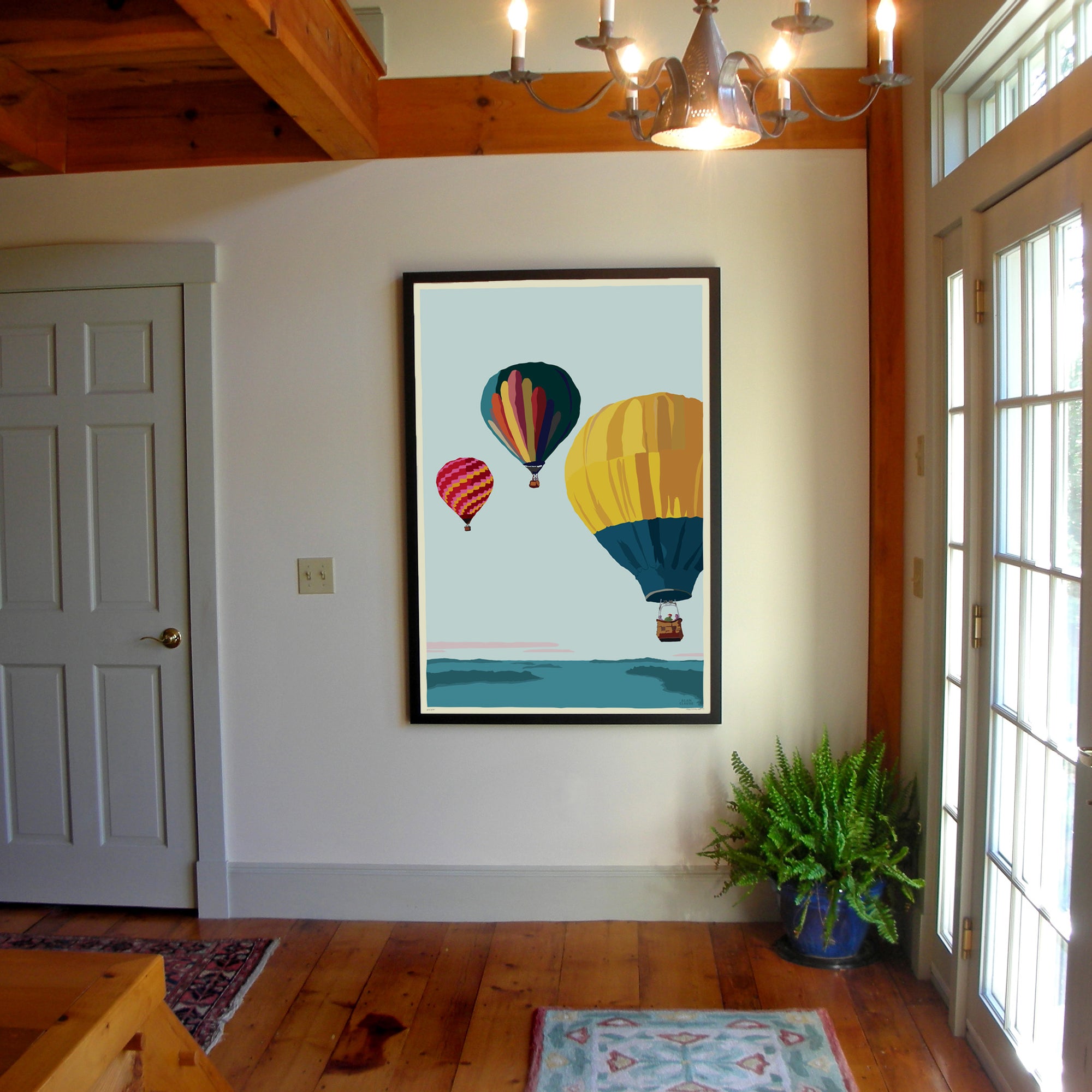 Balloons Over Islands Art Print 36" x 53" Framed Wall Poster By Alan Claude - Maine