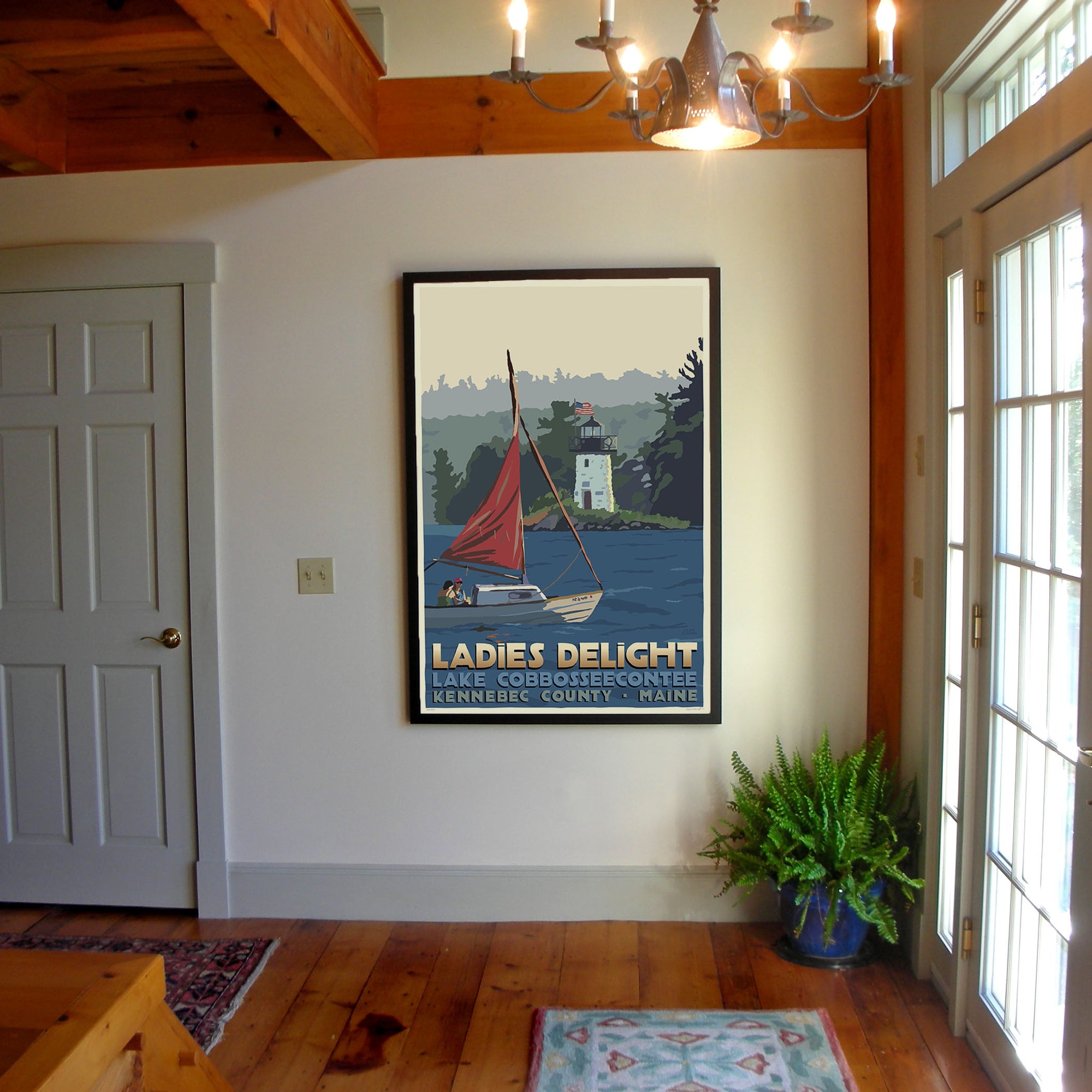 Sailing Ladies Delight Art Print 36" x 53" Framed Travel Poster By Alan Claude - Maine