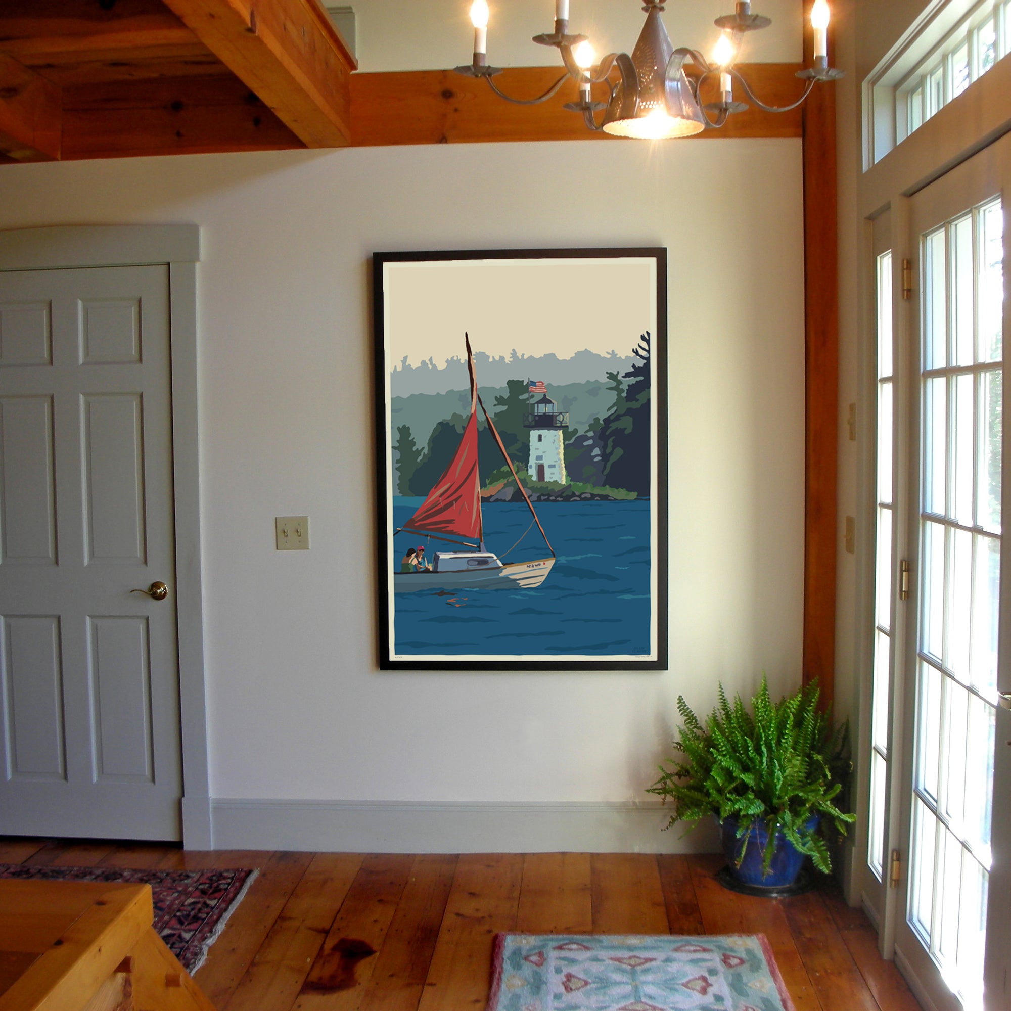 Sailing Ladies Delight Art Print 36" x 53" Framed Wall Poster By Alan Claude - Maine