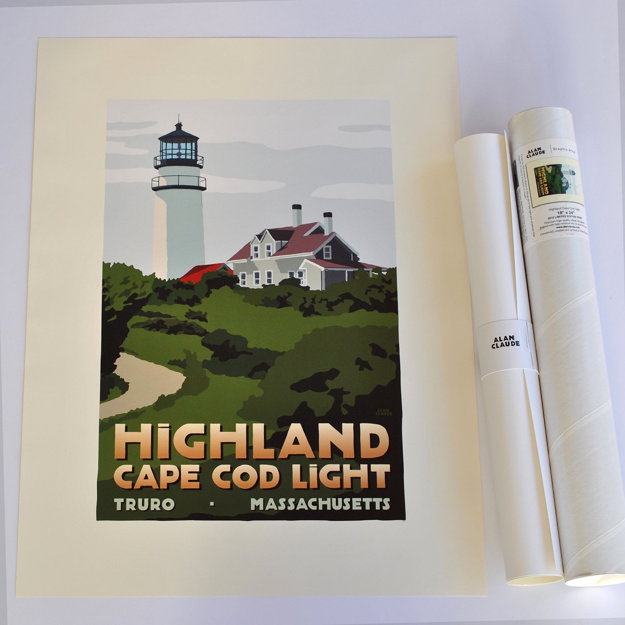 Highland Light Art Print 18" x 24" Travel Poster - Massachusetts