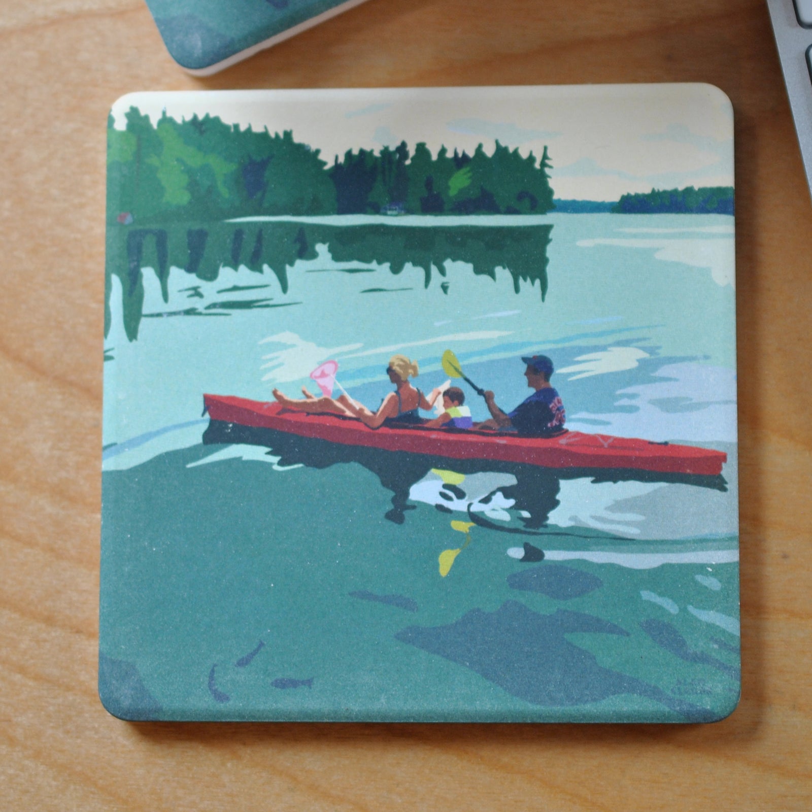 Kayaking On A Lake Art Drink Coaster