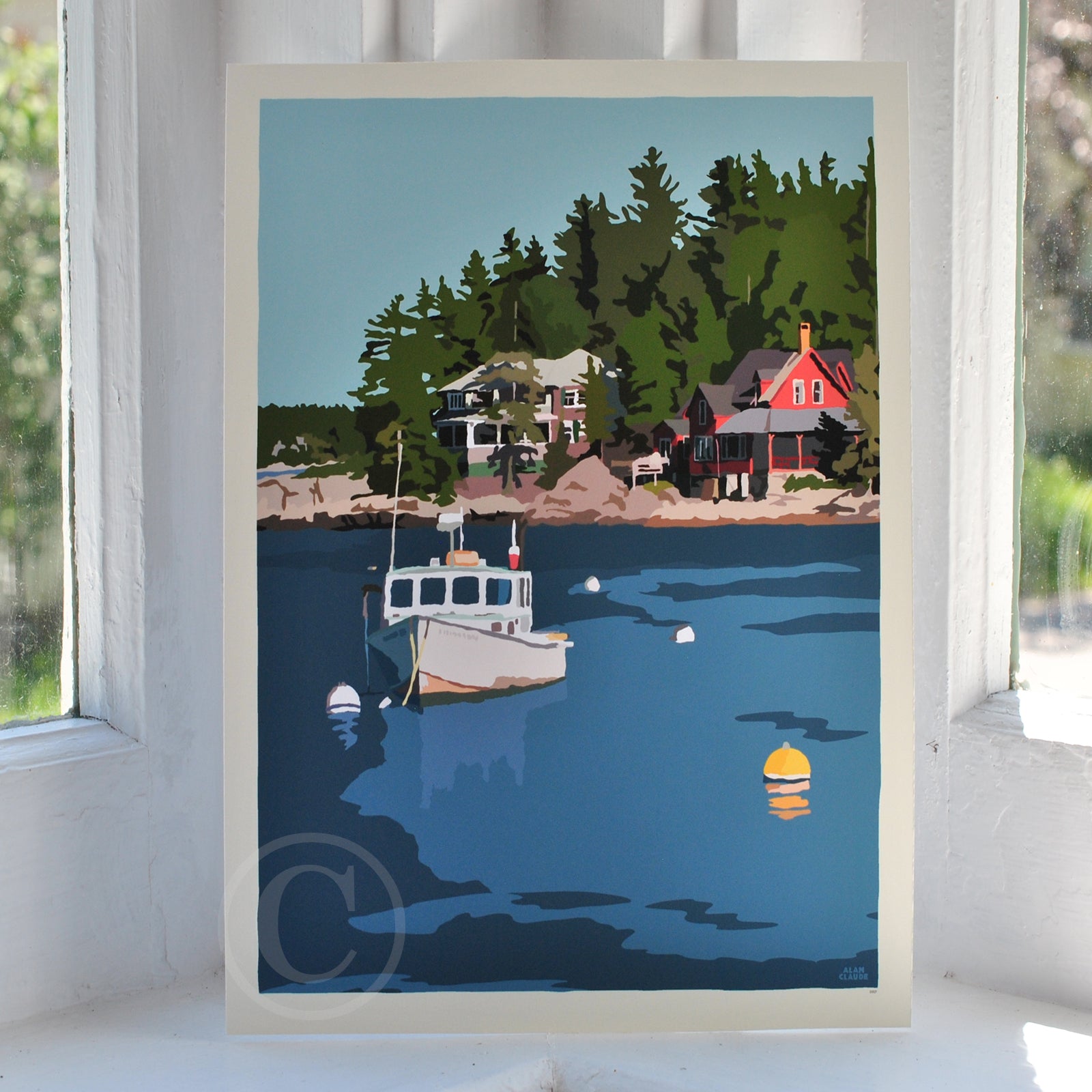 Lobster Boat at Five Islands Art Print 8" x 10" Wall Poster By Alan Claude - Maine
