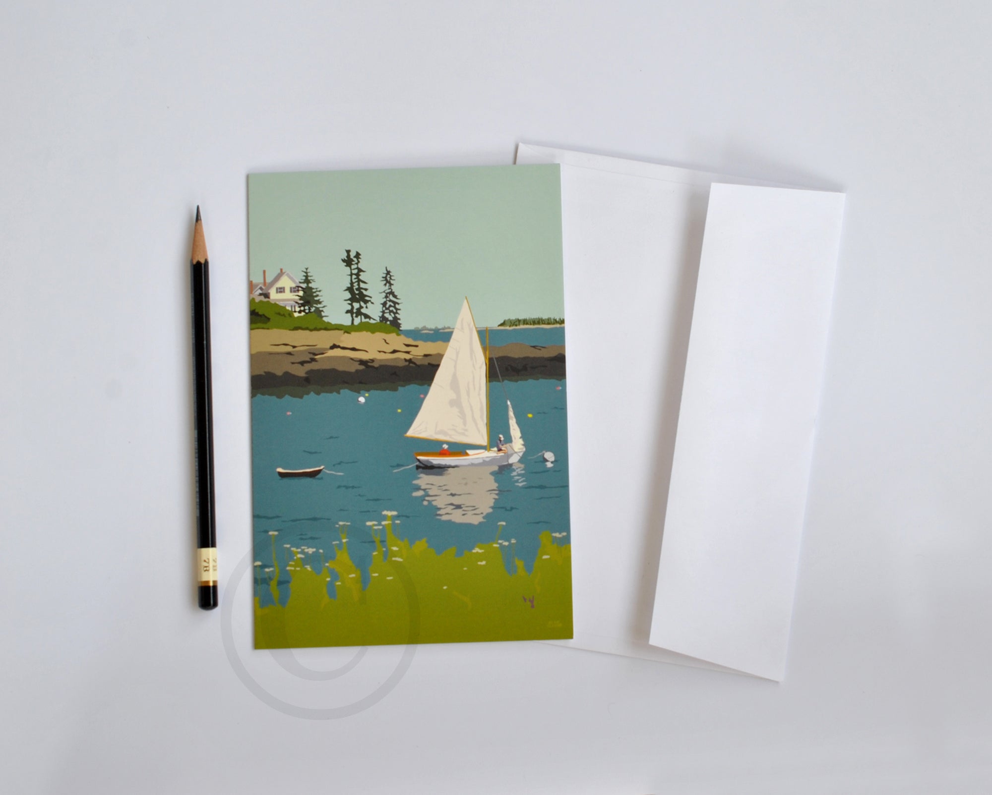 Sailing Long Cove  Notecard 5" x 7"  - Maine