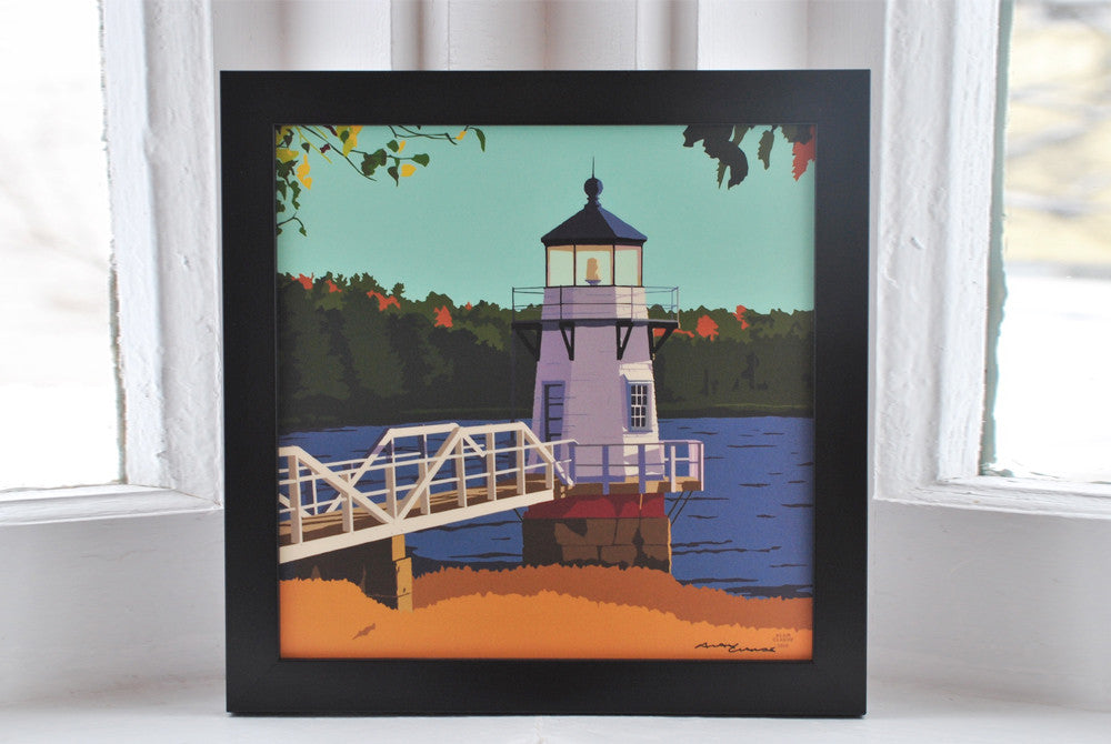 Doubling Point Light Art Print 8" x 8" Framed Wall Poster By Alan Claude - Maine