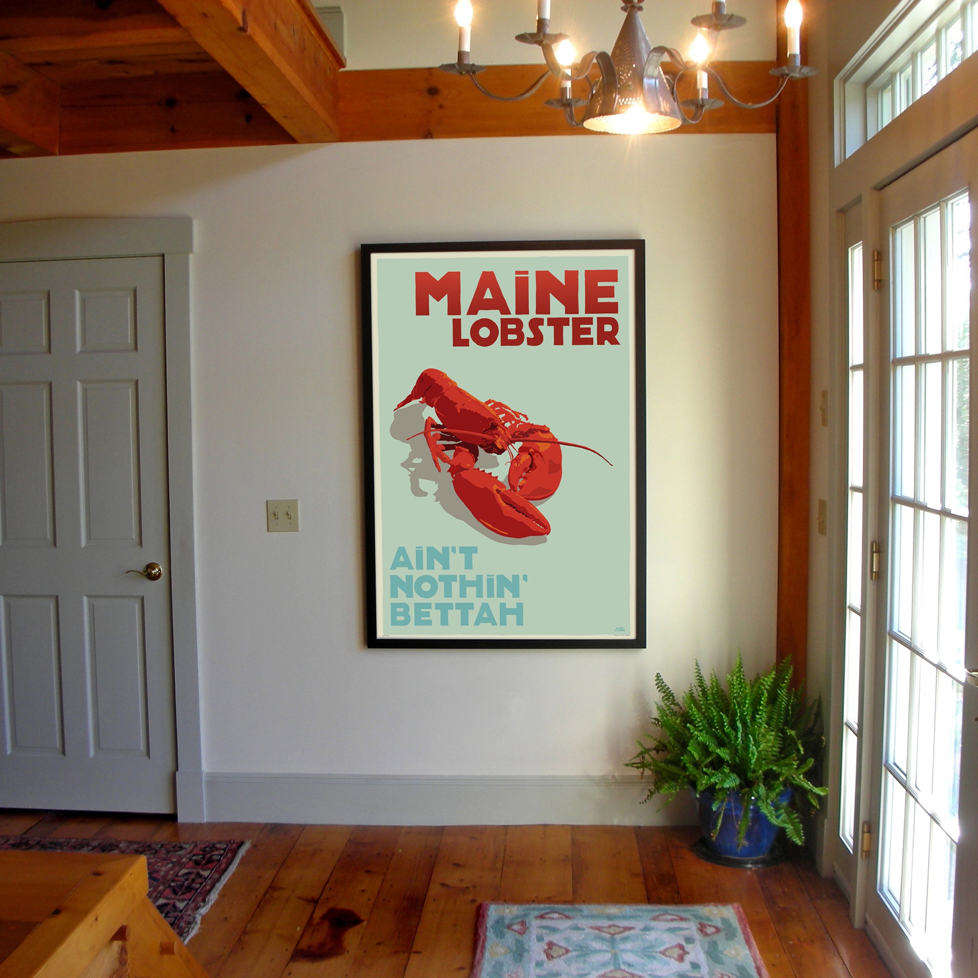 Maine Lobster Art Print 36" x 53" Framed Travel Poster By Alan Claude - Maine