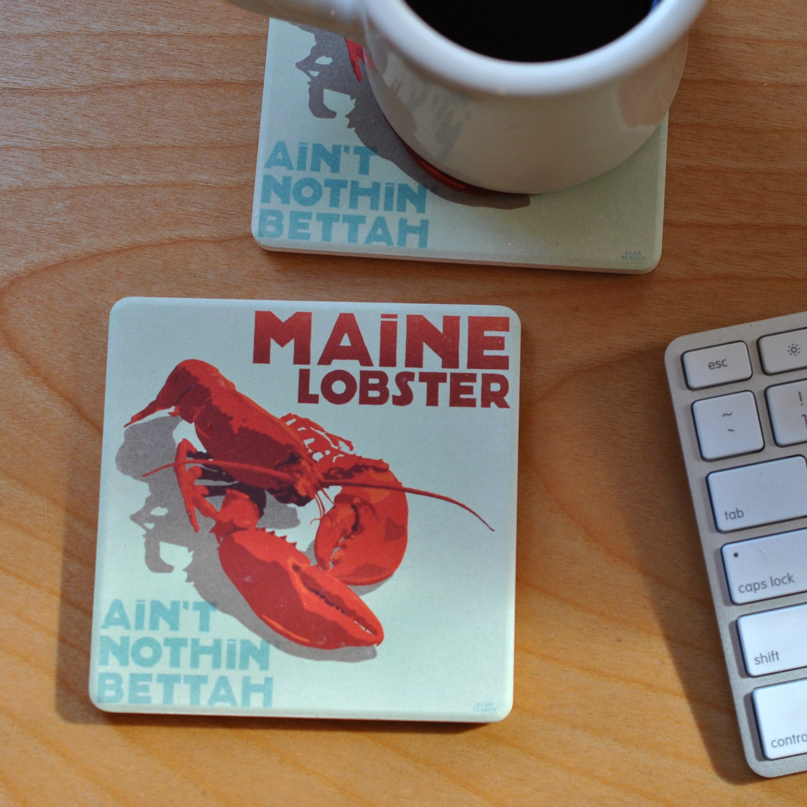 Maine Lobster Art Drink Coaster - Maine