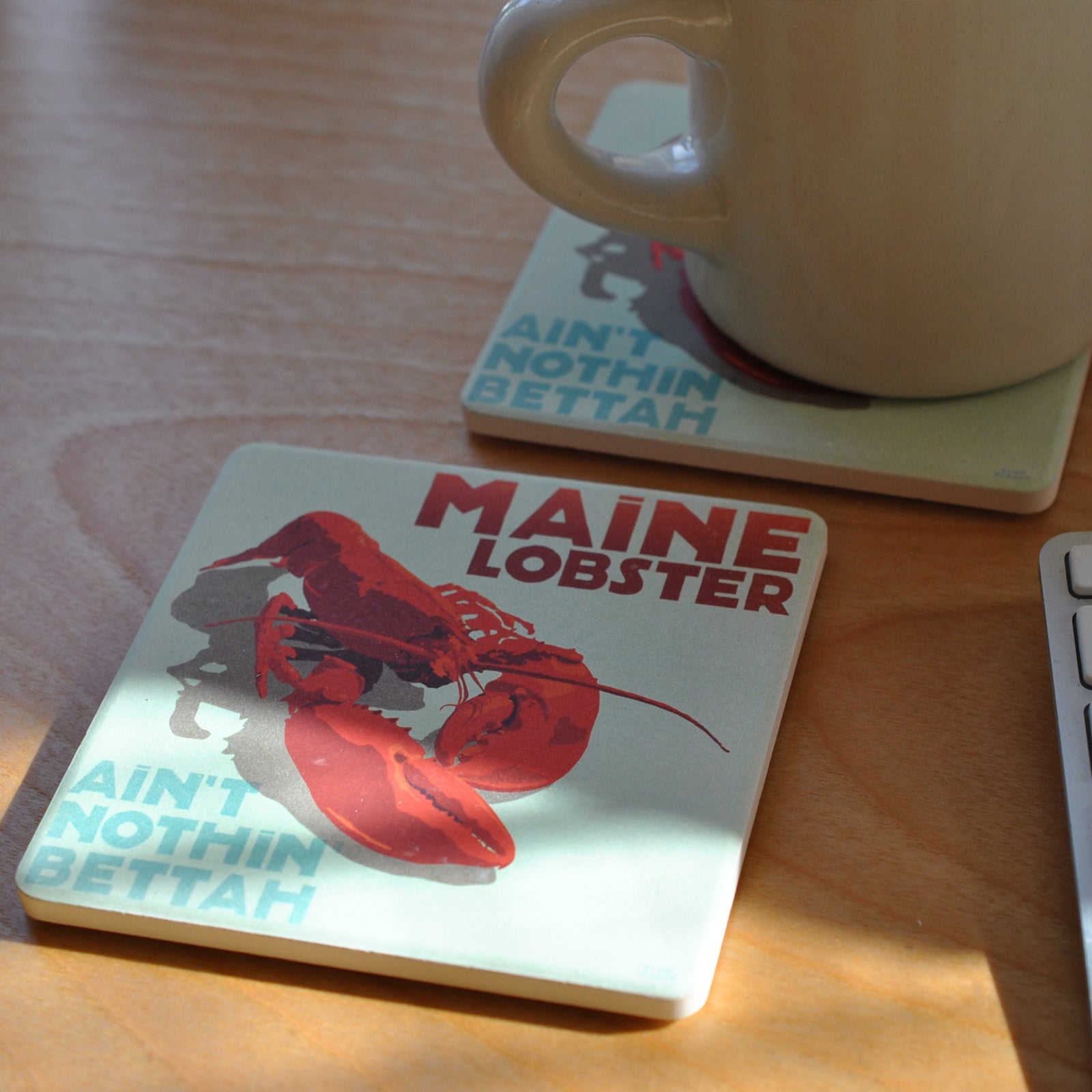 Maine Lobster Art Drink Coaster - Maine