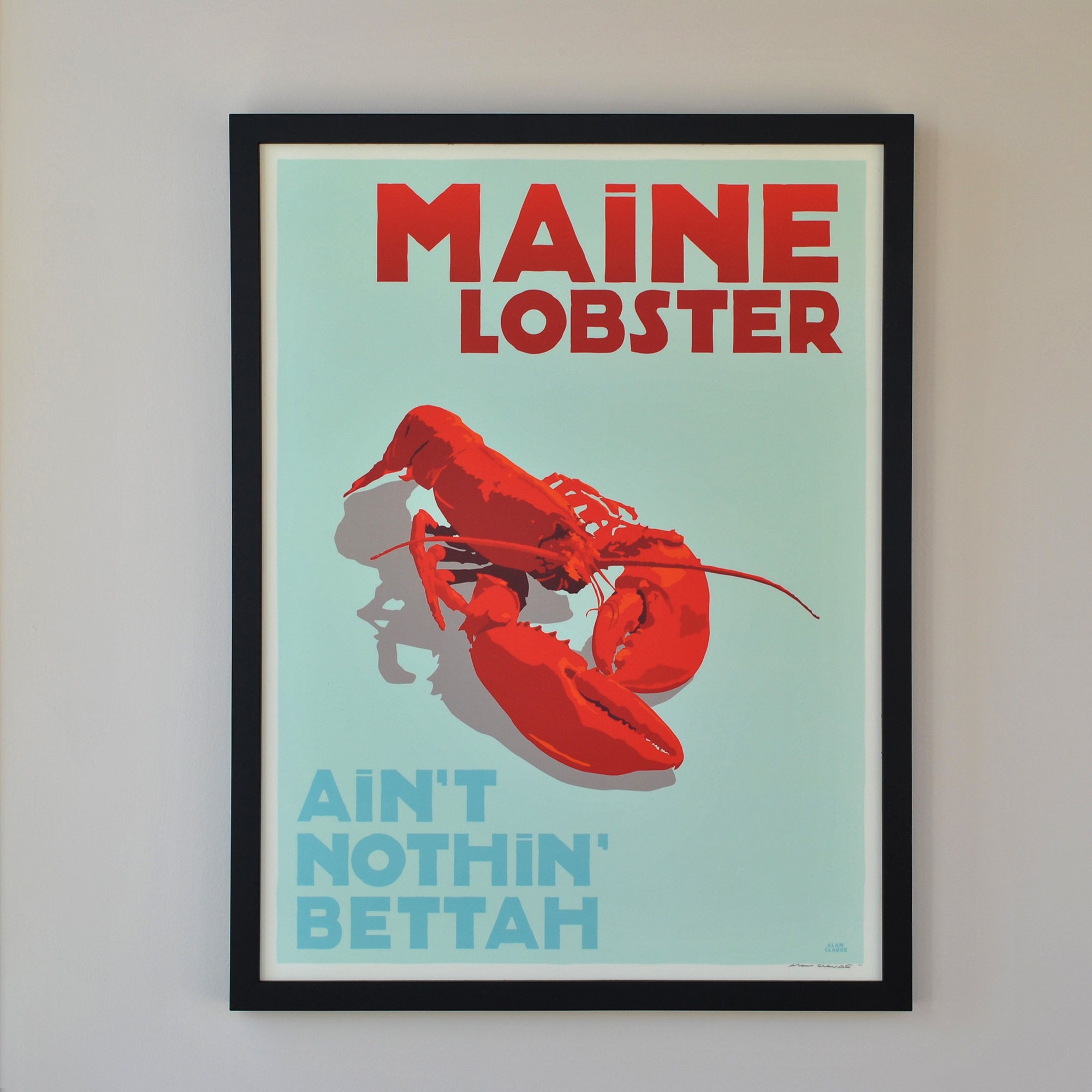 Maine Lobster Art Print 18" x 24" Framed Travel Poster By Alan Claude - Maine
