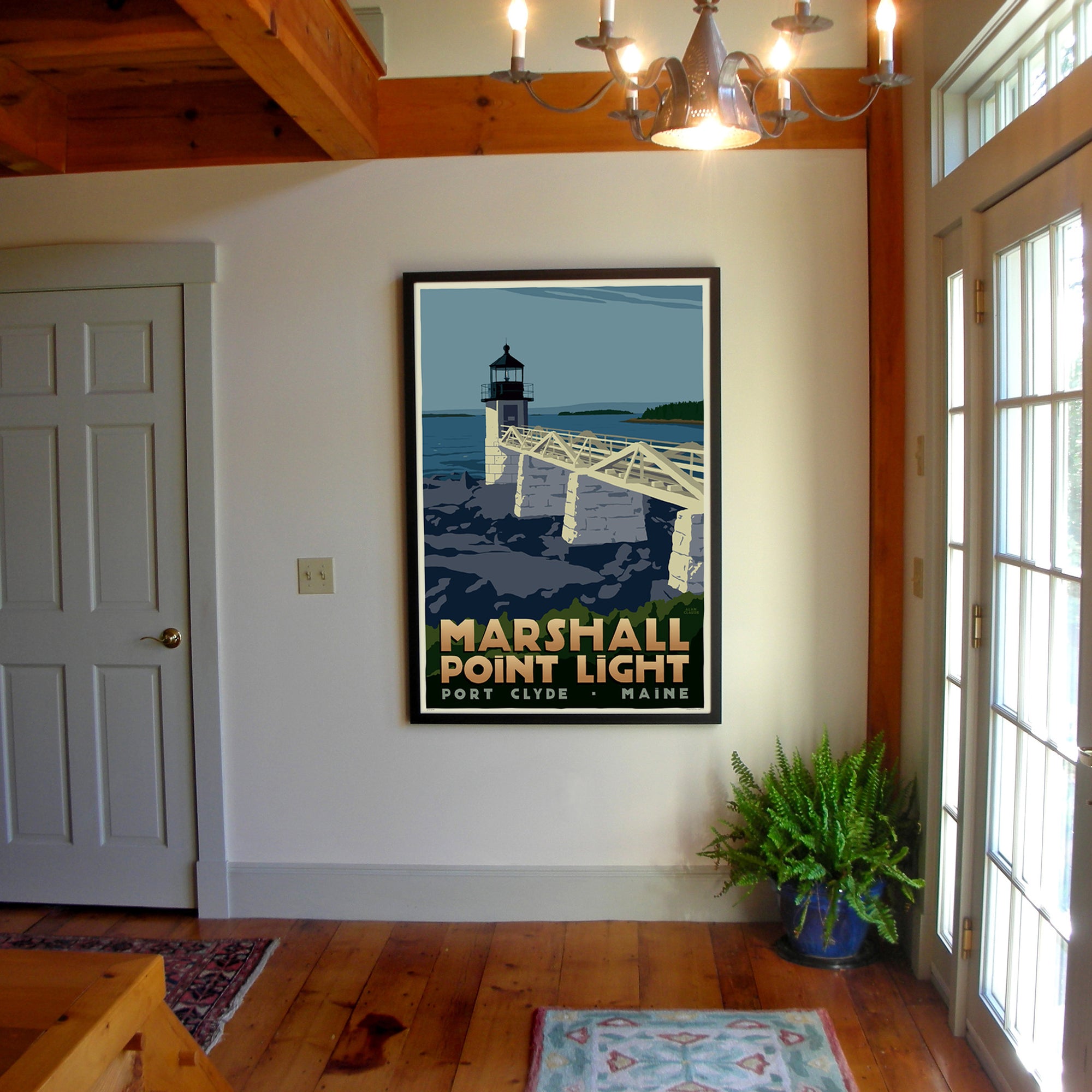 Marshall Point Light Art Print 36" x 53" Framed Travel Poster By Alan Claude - Maine
