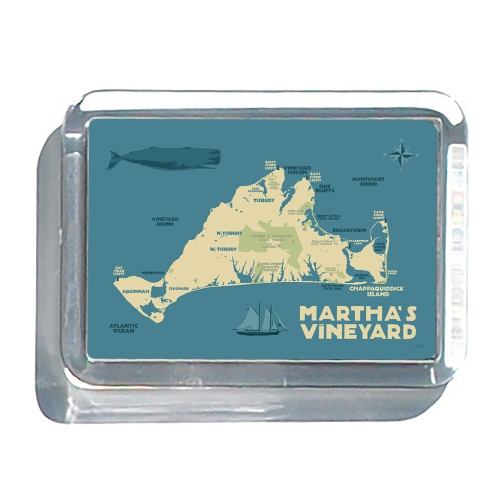 Marthas Vineyard Map 2" x 2 3/4" Acrylic Magnet - Massachusetts