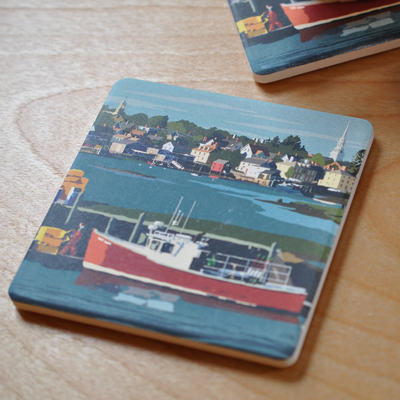 Red Lobster Boat Art Drink Coaster - New Hampshire