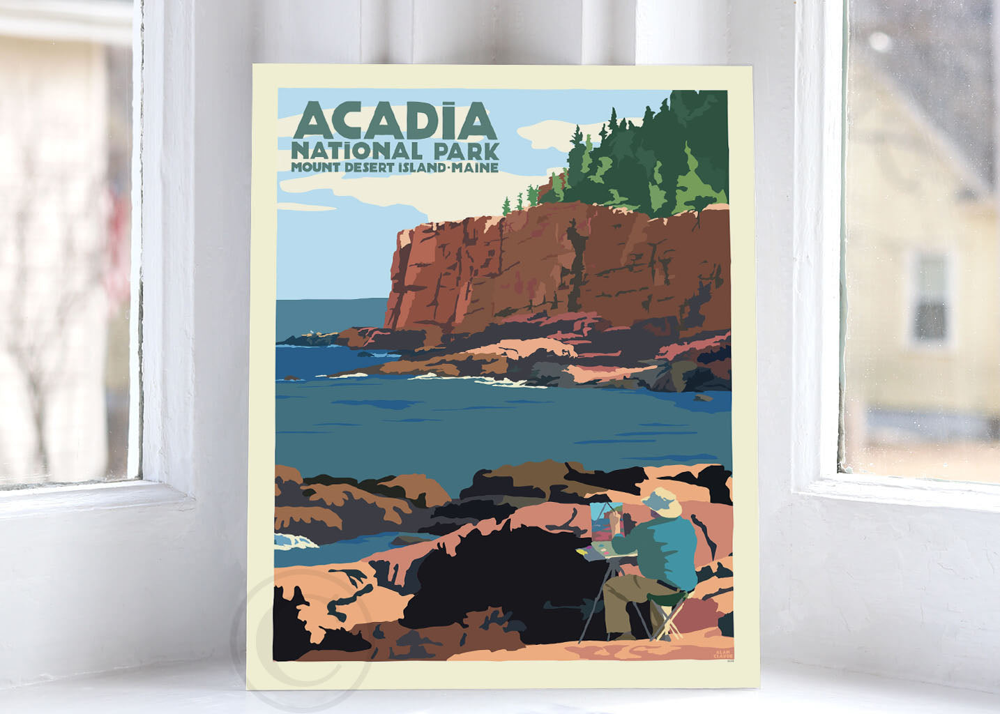 Painting In Acadia National Park Art Print 8" x 10" Wall Poster By Alan Claude - Maine