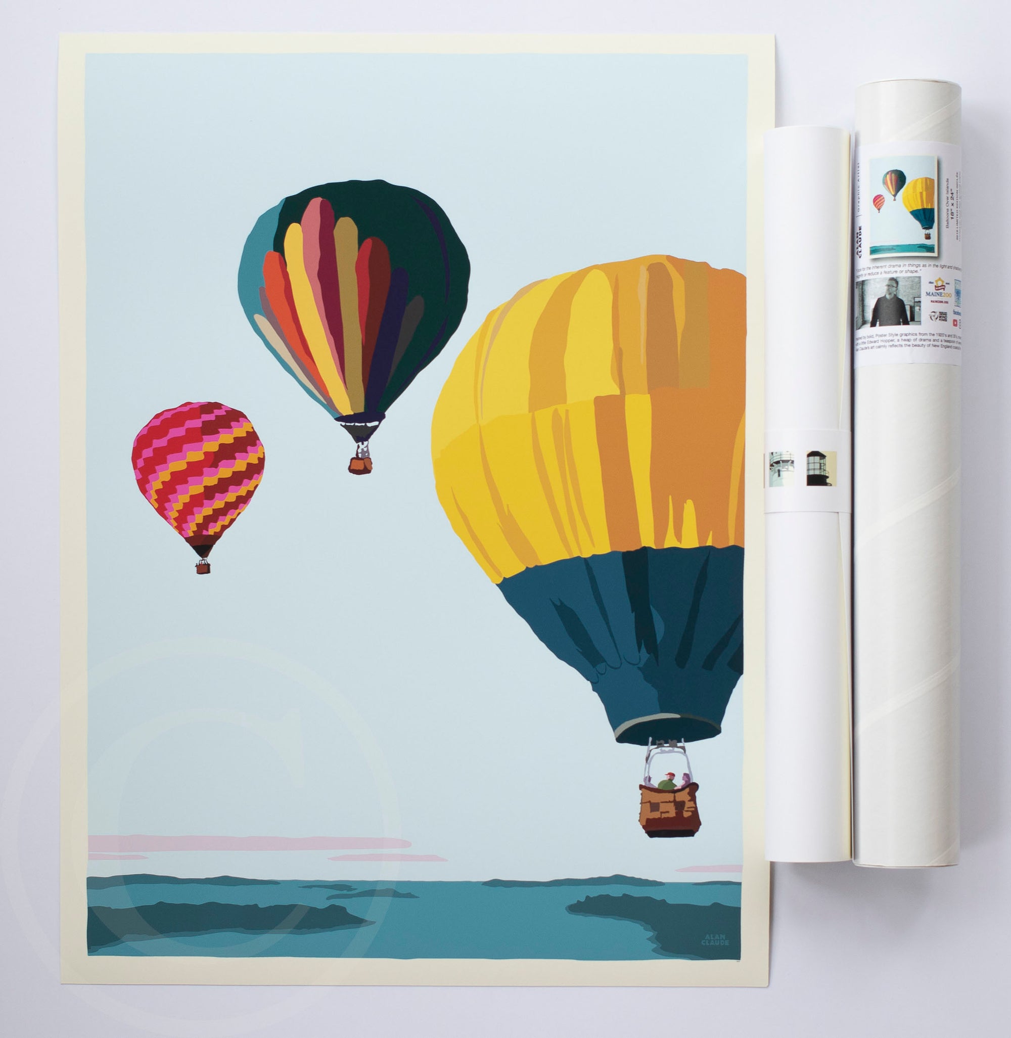 Balloons Over Islands Art Print 18" x 24" Wall Poster By Alan Claude - Maine