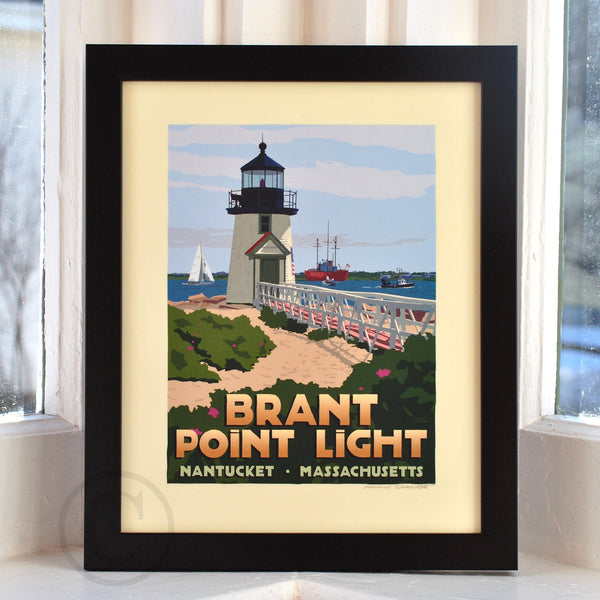 Brant Point Light Art Print 8" x 10" Framed Travel Poster By Alan Clau ...