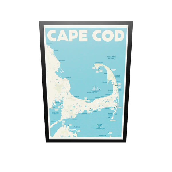 Cape Cod Map Art Print 24 x 36 Travel Poster By Alan Claude -  Massachusetts