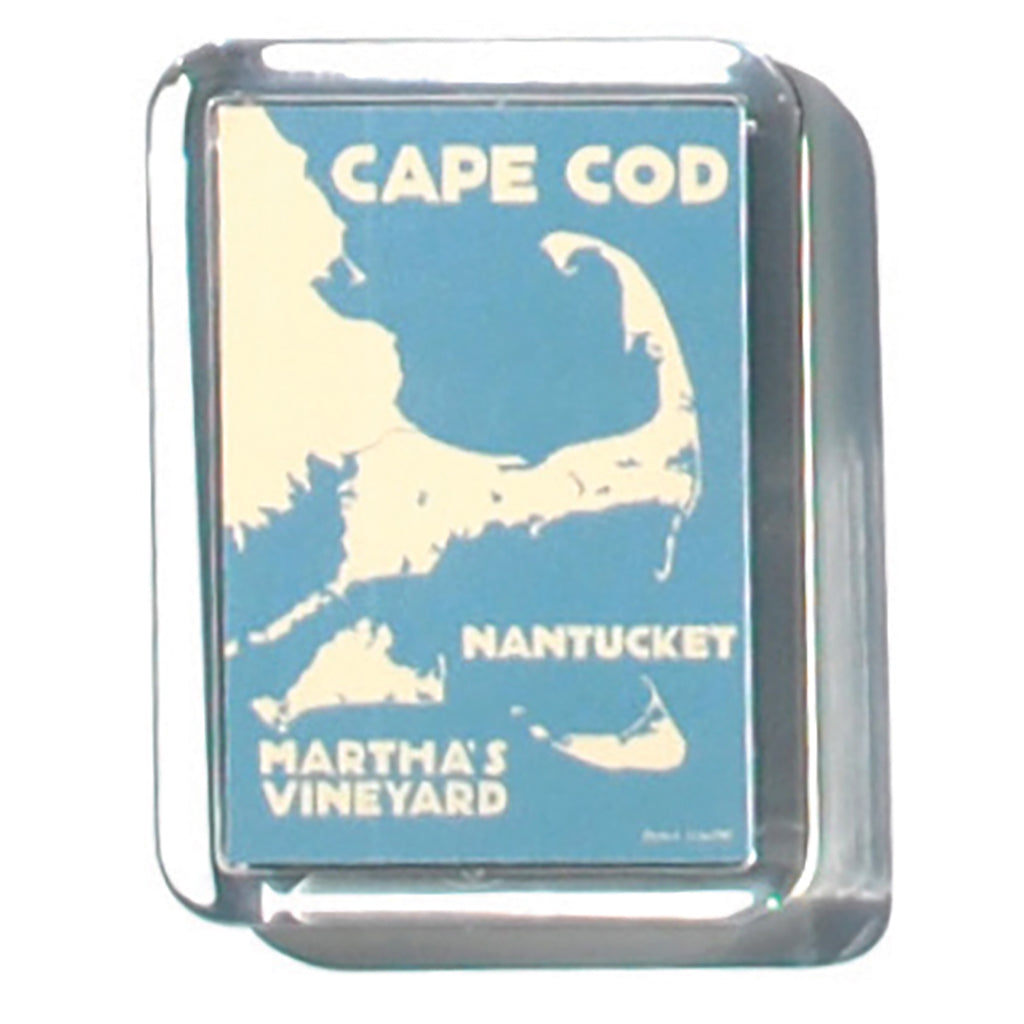 Cape Cod, Martha's Vineyard, & Nantucket Map 2" x 2 3/4" Acrylic Magnet - Massachusetts