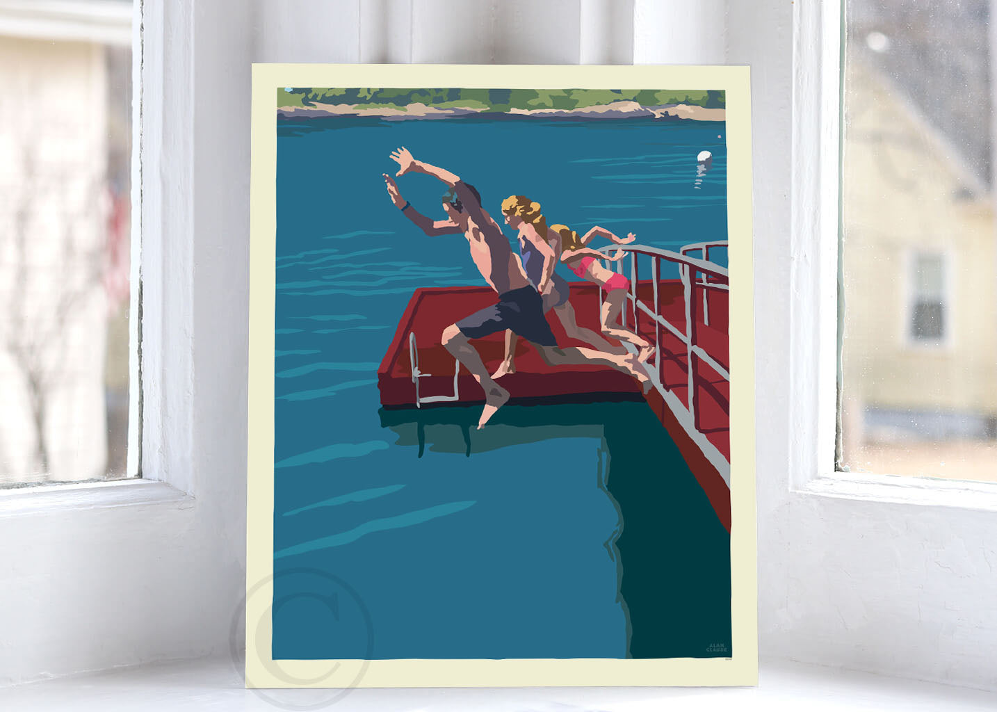Go Jump In A Lake Art Print 8" x 10" Wall Poster By Alan Claude - Maine