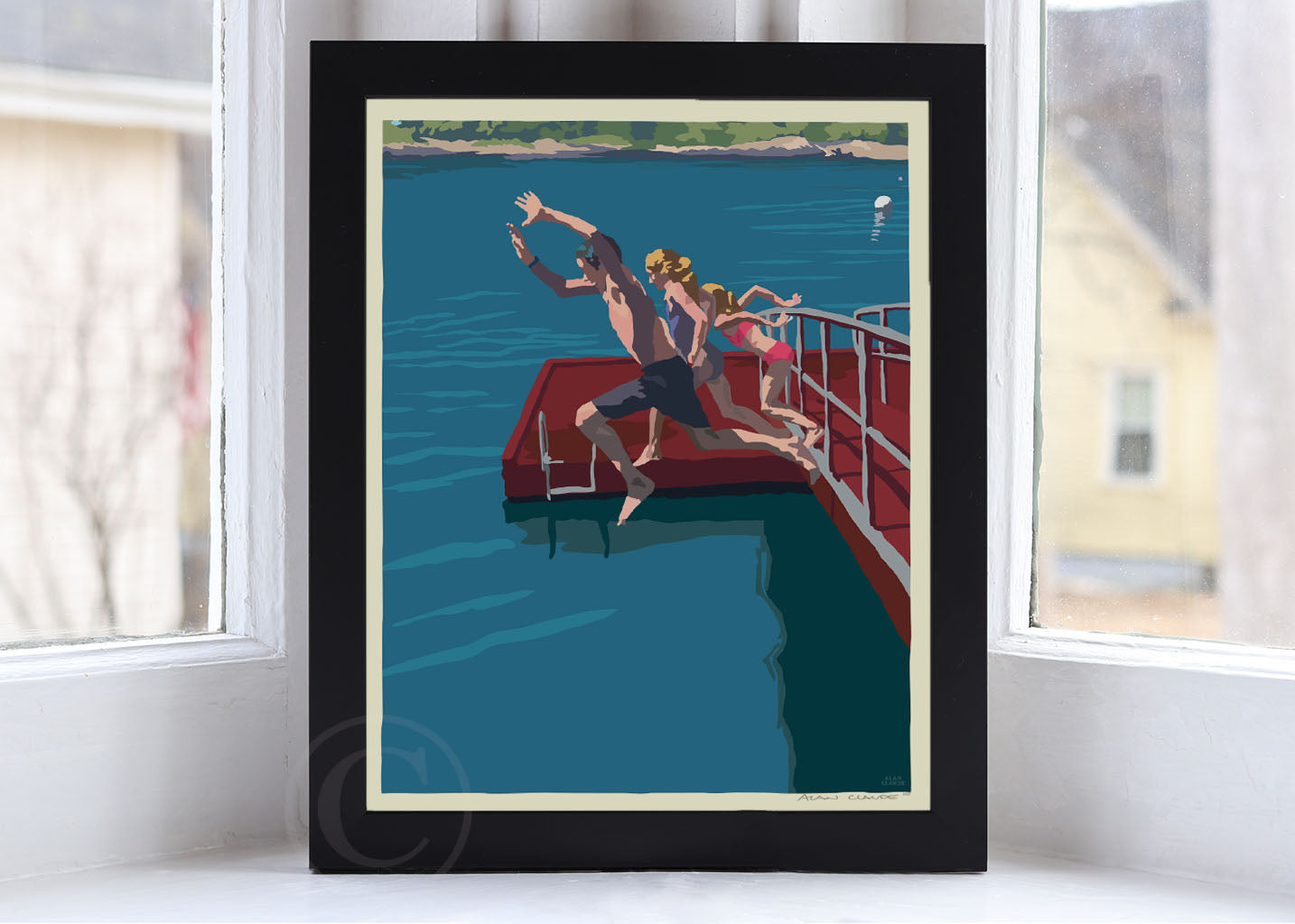Go Jump In A Lake Art Print 8" x 10" Framed Wall Poster By Alan Claude - Maine