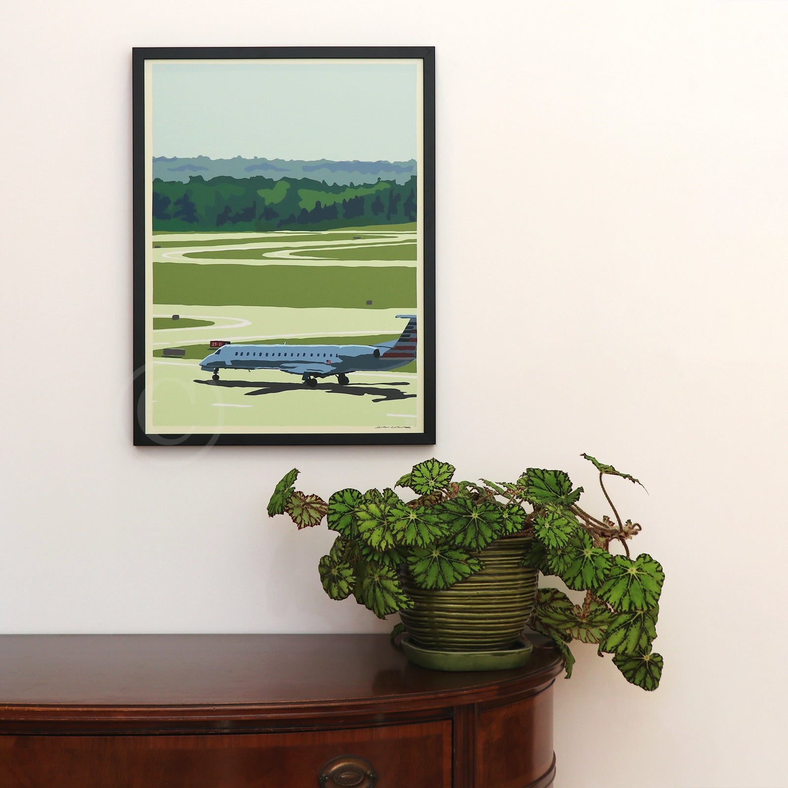 Jetport Art Print 18" x 24" Framed Wall Poster By Alan Claude By Alan Claude - Maine