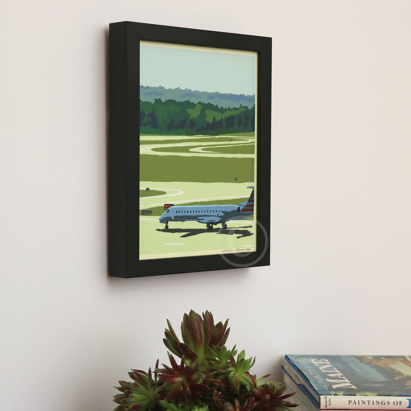 Jetport Art Print 8" x 10" Framed Wall Poster By Alan Claude - Maine