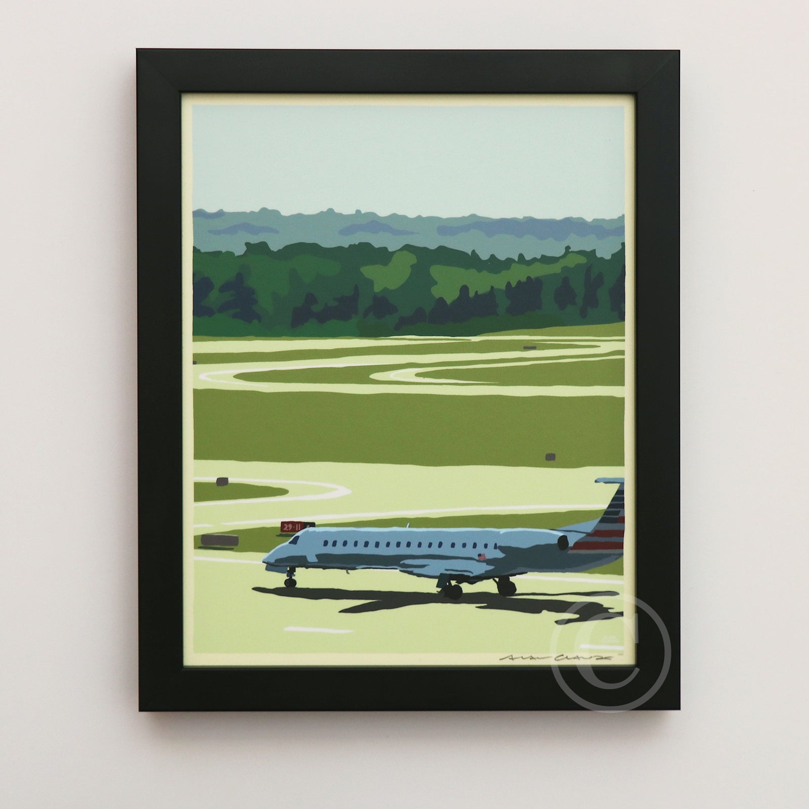 Jetport Art Print 8" x 10" Framed Wall Poster By Alan Claude - Maine