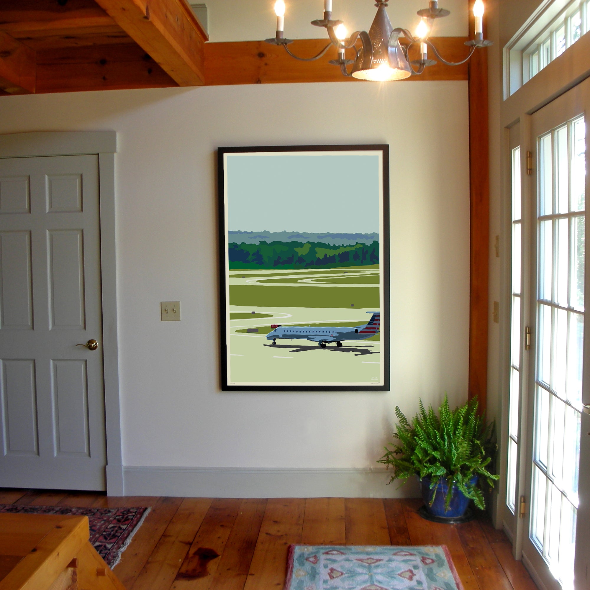 Jetport Art Print 36" x 53" Framed Wall Poster By Alan Claude - Maine