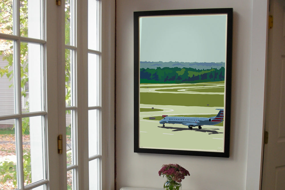 Jetport Art Print 24" x 36" Framed Wall Poster By Alan Claude - Maine