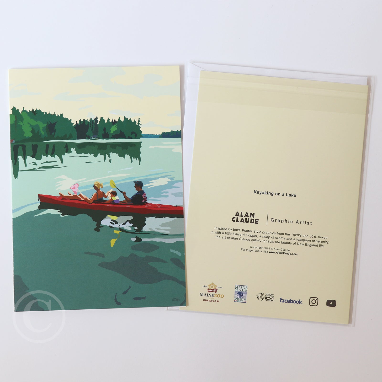 Kayaking On A Lake Notecard 5" x 7"  - Maine