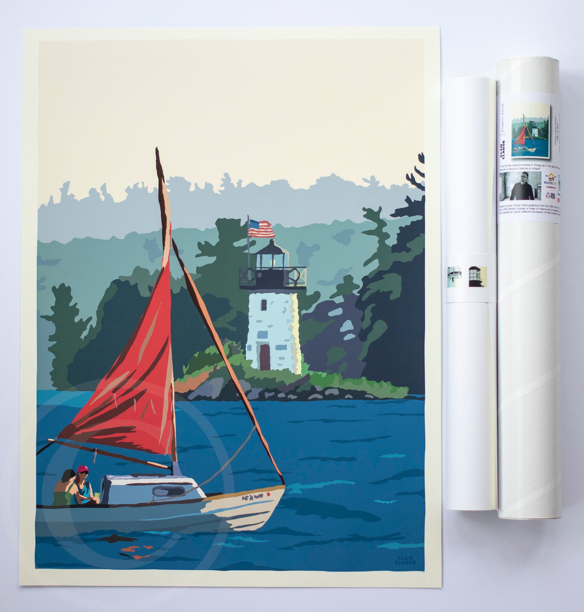 Sailing Ladies Delight Art Print 18" x 24" Wall Poster By Alan Claude - Maine