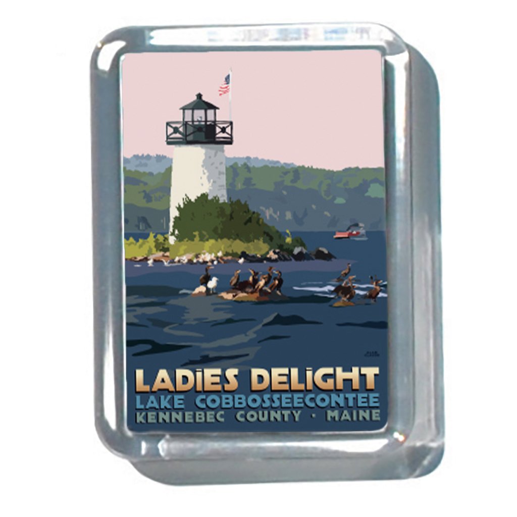 Sunset Ladies Delight Lighthouse 2" x 2 3/4" Acrylic Magnet - Maine