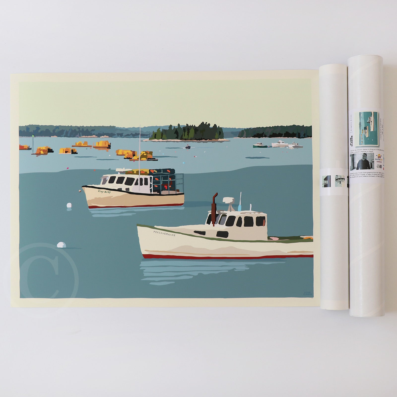 Lobster Boats in Friendship Art Print 18" x 24" Wall Poster By Alan Claude - Maine