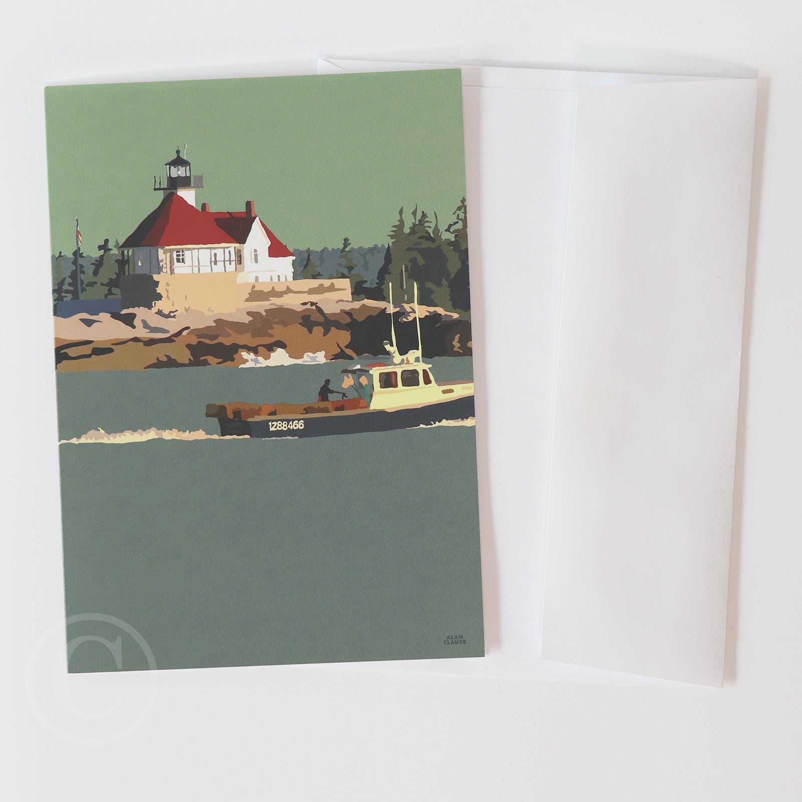 Lobstering At The Cuckolds Light Notecard 5" x 7"  - Maine